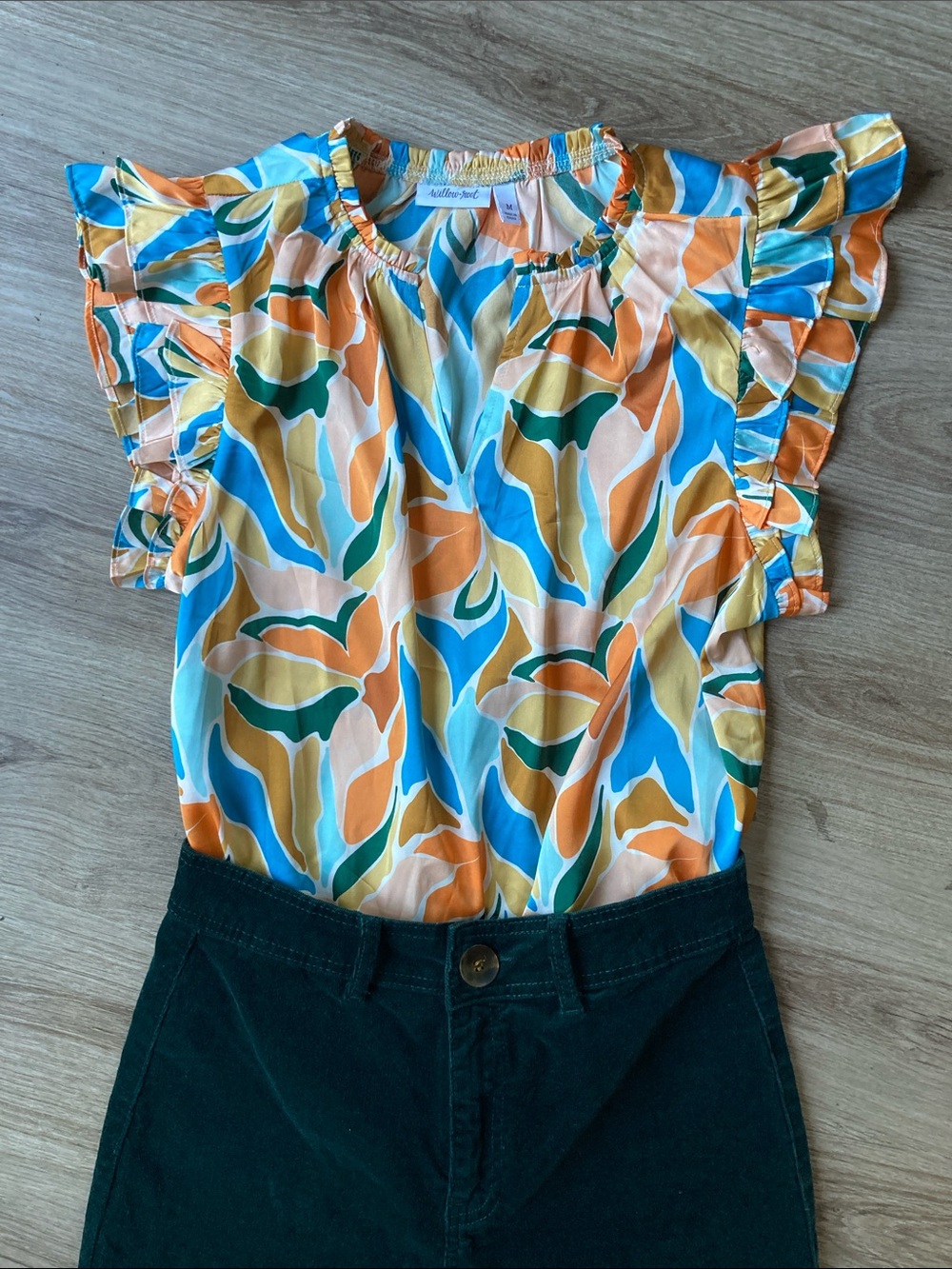Willow & root Vibrant Ruffle Sleeve Blouse